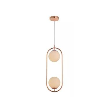 Imagem de Lustre Pendente Avant Perola Arco Duo 2xG45 Cobre Brilho