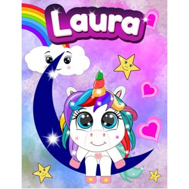 Imagem de Quaderno con Baby Unicorno - Laura: Quadernone a quadretti con Unicorni ed Arcobaleno per Bambine - Le Pagine sono numerate con quadretti da 5mm e ... Notebook per scrivere e fare i compiti