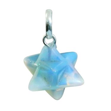 Imagem de Colar Merkaba Pedra da Lua Opalina Pino e Presilha Prata 950