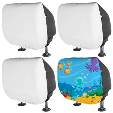 Imagem de BAOZOON 4 peças de capa de encosto de cabeça de carro em branco elástico universal protetores de descanso de cabeça automático de transferência de calor capa à prova de poeira capa de encosto de