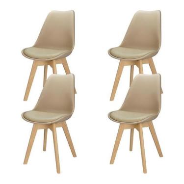 Imagem de Kit 4 Cadeiras Charles Eames Leda Luisa Saarinen - Bege - Magazine Rom