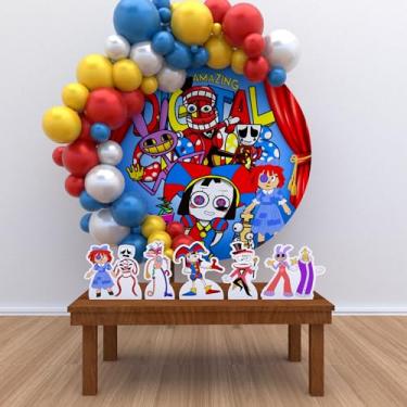 Imagem de Kit Decoração Painel Redondo Festa de Aniversário Infantil O Incrível Circo Digital