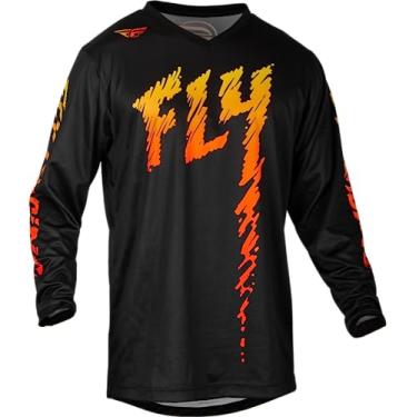 Imagem de Fly Racing Camiseta juvenil F-16 (preto/amarelo/laranja, GG juvenil)