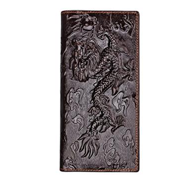 Imagem de Carteira masculina de couro, porta-cartão de crédito, bolso para moedas, carteira com proteção RFID, Dragão chinês - 1, tamanho �nico