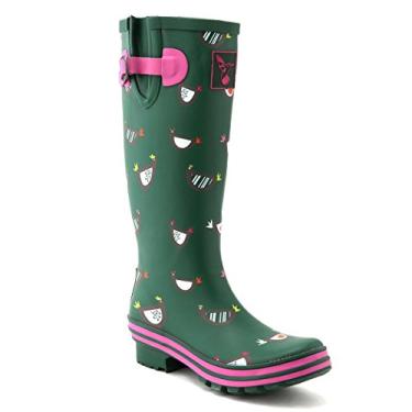 Imagem de Evercreatures Botas de chuva femininas à prova d'água, sapatos de jardim, uso ao ar livre, com palmilha confortável até o joelho, botas de chuva de borracha, botas de chuva, galochas, Verde, 37