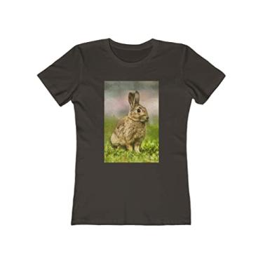 Imagem de Rabbit 'Clover' - Camiseta feminina de algodão torcido - por Doggylips, Chocolate escuro sólido, XXG