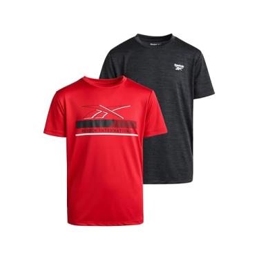 Imagem de Reebok Camiseta esportiva para meninos – Pacote com 2 camisetas esportivas de desempenho ativo, Fita vermelha, 18-20