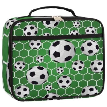 Imagem de Funky Qiu Lancheira infantil esportiva com estampa de bola de futebol, lancheira isolada para meninos e meninas, lancheira térmica para escola, trabalho, escritório, praia