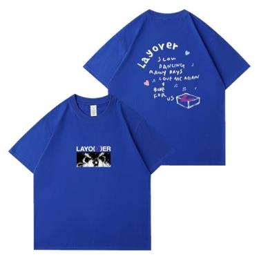 Imagem de Camiseta com estampa de cachorrinho em V Kim Tae Hyung Solo Merch para fãs camiseta de algodão gola redonda manga curta, Azul, 3G