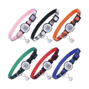 Imagem de DOKITAG Pacote com 6 (pacotes) coleira de gato com etiqueta de nome de código QR, etiqueta de identificação de animal de estimação, digitalização QR, recebimento instantâneo de alerta de localização