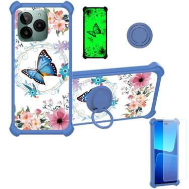Imagem de jioeuinly BLU G54 Capa compatível com BLU Bold K10 capa de telefone [com protetor de tela de vidro temperado] [PC rígido + silicone macio] [efeito luminoso] YGL-LHD