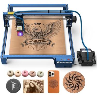 Imagem de SCULPFUN S30 Máquina de Gravação a Laser com Assistência Pneumática Automática Gravador a Laser com Foco a Laser Ultrafino de 0,06 * 0,06 mm para Madeira 410x400mm Área de Gravação Expansível