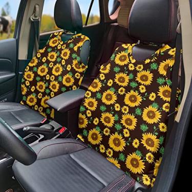 Imagem de GOSTONG Colete de capa de assento de carro com estampa de girassol, protetor de assento durável antiderrapante acessórios de moda decoração