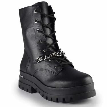 Imagem de Bota Coturno Feminino Tratorado Com Corrente Preto Via Marte (Preto, BR, Adulto, Numérico, 40)