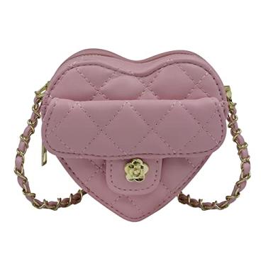 Imagem de RARITYUS Linda bolsa tiracolo em forma de coração moderna bolsa de ombro com alça ajustável para mulheres e meninas, rosa, One Size, Durável