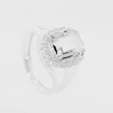 Imagem de Anel de Prata Coleção Queens Cristal 8x10 e Zircônias Brancas
