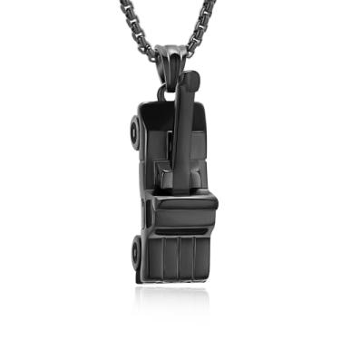 Imagem de AIWENXI Joias de cremação de guindaste para cinzas, veículo de engenharia, urnas memoriais, colares com pingente de medalhão de aço inoxidável, lembranças, pingente de cinza humano, joia para homens e