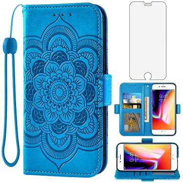 Imagem de Capa tipo carteira compatível com iPhone 7/8/SE 2020 e protetor de tela de vidro temperado, capa flip para iPhone7, iPhone8 i, Phone7case, Phone8case, Phones8, 7s, 8s, iPhoneSE SE2020 SE2 2, feminino,