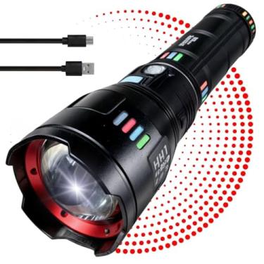 Imagem de Lanterna Tática Militar Mais Potente do Mundo, com LED Laser Pro de Alta Potência, Feita para Resistência Extrema, Super Brilhante, ecarregável, Ideal para Caça, Aventura, Resgate e Segurança