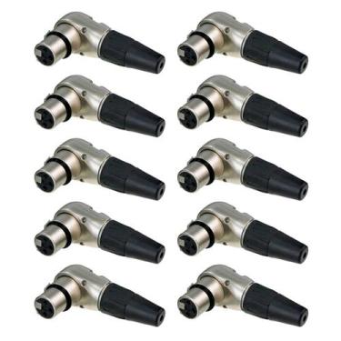 Imagem de Kit 10 Conector Xlr Femea 90 Rc3fr Rean By Neutrik