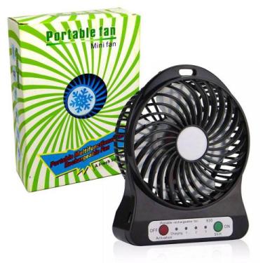 Imagem de Mini Ventilador Portátil Recarregável 3 Velocidades Preto - Aqui É Bar