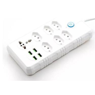 Imagem de Extensão Elétrica 7 Tomadas Régua Bivolt C/ 4 Usb Cabo 2m -a - KAPBOM