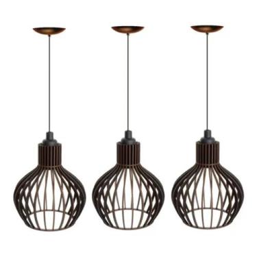 Imagem de Lustre Luminária de Teto 3 Peças Kit Balcão Decoração Sala Cozinha - I