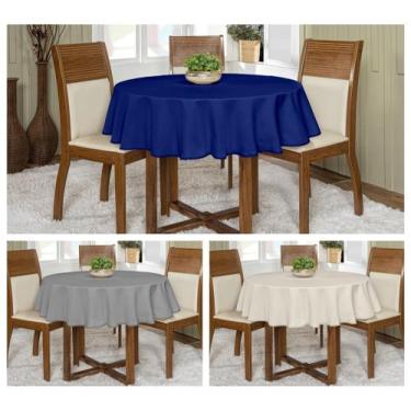 Imagem de Kit 3 Toalhas De Mesa Oxford 4 lugares Redonda 1,45m Várias Cores Buff