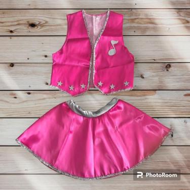 Imagem de Roupa Country Boiadeira Rosa Cetim Ana castela festa de cowboy - Xuxu 