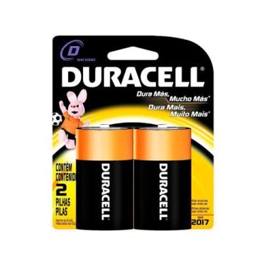 Imagem de Pilha Alcalina Grande Duracell D Cartela Com 2 Unidades, Alcalina