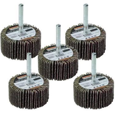 Imagem de Kit 5 Roda de Lixa com Pino para Furadeira 50x25 Grão 120 - Starfer
