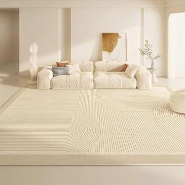 Imagem de Sala de estar Tapete Casa Bege Grande Área Listrada Quarto Cabeceira Tapete Macio Sala de Estudo Mesa de Centro Tapete de Pelúcia, SY2218, QD, A, 300x400CM