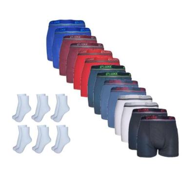 Imagem de Kit 5 Cuecas Box Boxer Microfibra Atacado + 6 Pares Meias Cano Longo A