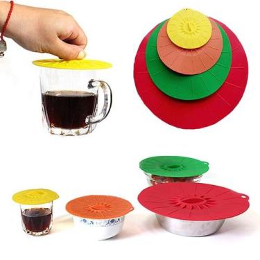 Imagem de Kit Tampas Silicone Sucção - 4 Peças Coloridas - innovaree-commerce