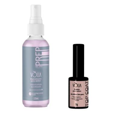 Imagem de Kit Vòlia Top Coat 10ml Sem Goma alto Brilho + Prep Spray 120ml - Gené