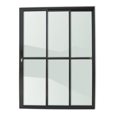 Imagem de Porta de Correr 3 Folhas 1/3 Super Vidro Liso 210cm X 120cm Brimak