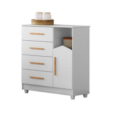 Imagem de Cômoda Infantil 100% MDF 4 Gavetas 1 Porta Quarto BebÊ - Anayben, BRAN