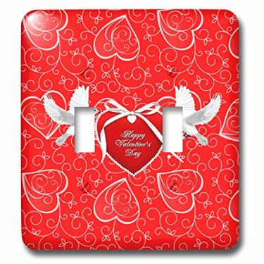Imagem de 3D Rose LSP_236887_2 Duas pombas brancas, coração, laço, feliz dia dos namorados, interruptor duplo vermelho
