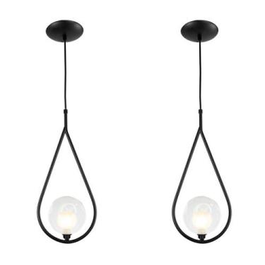 Imagem de Kit 2 Luminária Pendente Aro Gota Harmony Preto - NoBrand, Bivolt