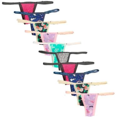 Imagem de Kit 10 Calcinhas Tanguinha Fio Dental Fristyle Microfibra Estampada, G