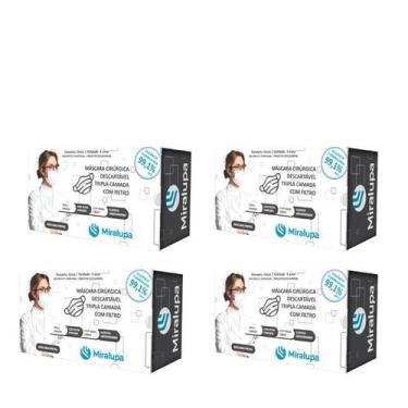 Imagem de Miralupa Máscara Cirúrgica Tripla Camada com Filtro -Preta 4x50