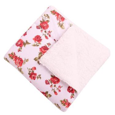 Imagem de Manta com Sherpa Dupla Face para Bebê Floral Vermelho 01 Peça - Amora 