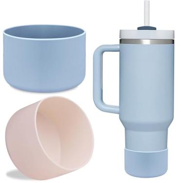 Imagem de LUCKINEE 2 peças de protetor inferior de bota de silicone para Stanley Tumbler 567.0-1,134.0 g, e compatível com garrafa de água Hydro Flask 340-680 g e mais garrafas com fundo de 7-7,5 cm