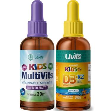 Imagem de Kit Vitamina D3 K2 Kids 20ml + MultiVits Multivitaminico 30ml Kids - Uvits
