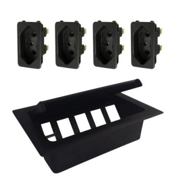 Imagem de Caixa De Tomada Embutir Mesa Home Office Com 4 Tomadas 10a - LAURINDOS