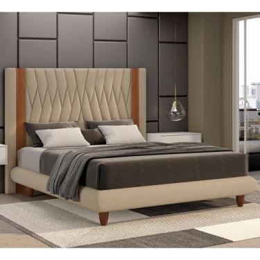 Imagem de Cama Japonesa com Cabeceira Pierreharu Queen Linho Bege - Sallar Home
