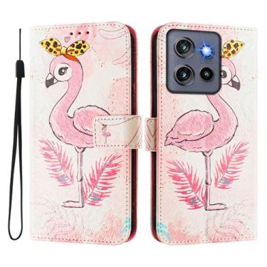 Imagem de Capa carteira para Motorola Moto Edge 50 Neo, 3 compartimentos para cartão, 1 compartimento para dinheiro, capa flip de couro PU com padrão fofo, capa com fivela magnética à prova de choque,