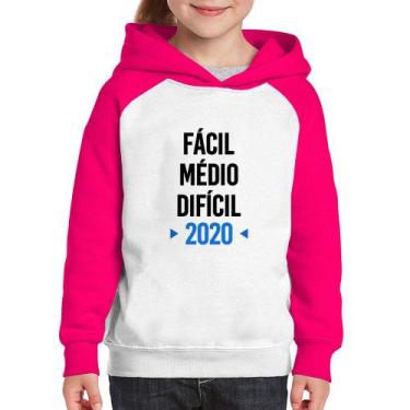 Imagem de Moletom Infantil Fácil, Médio, Difícil, 2020 - Foca na Moda, Branco, R