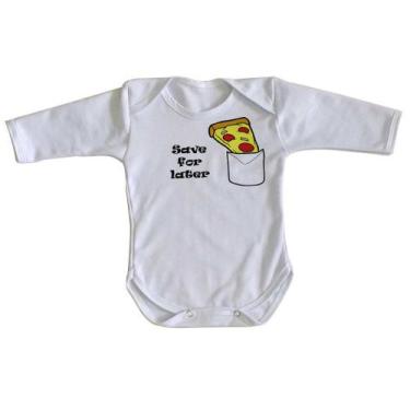Imagem de body nenê criança roupa bebê manga longa Pizza Save for later - Empóri