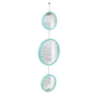 Imagem de Espelho Decorativo Triplo Verde Alça Corrente 20 Cm 30 Cm 20 Cm Redond